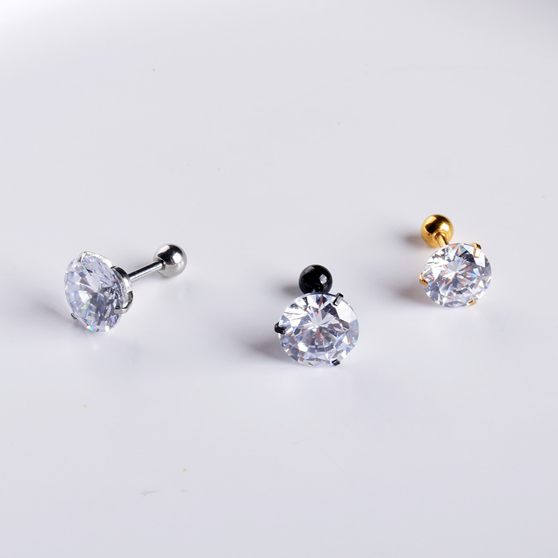 Picture of Round white diamond zircon earrings for men and women fashion Korean style earrings tide foreign trade ebay AliExpress earrings wholesale