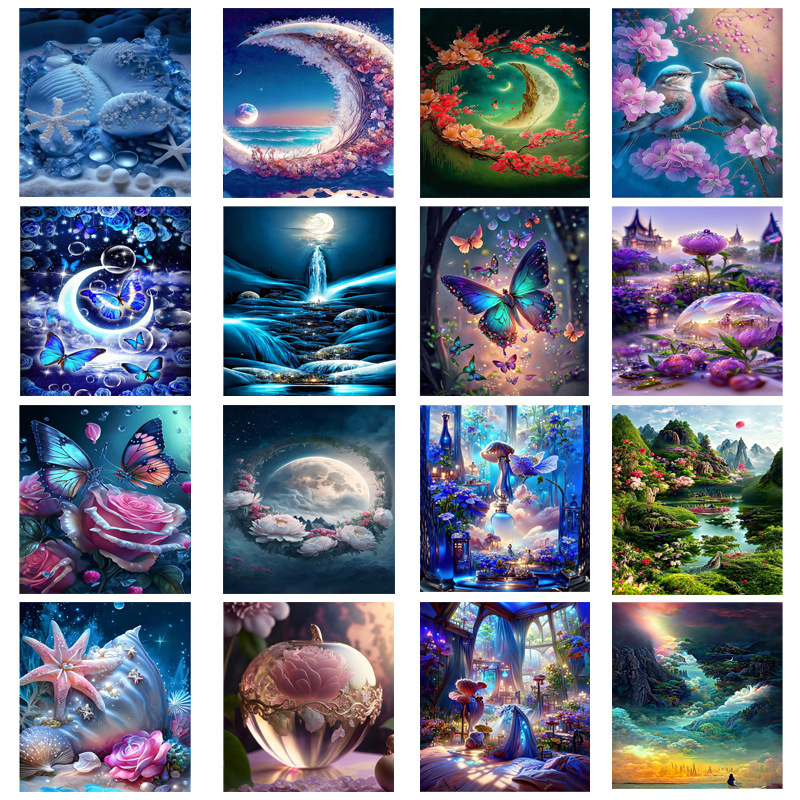 New cross-border foreign trade scenery dream beach combination full diamond painting diy round diamond diamond sticker simple