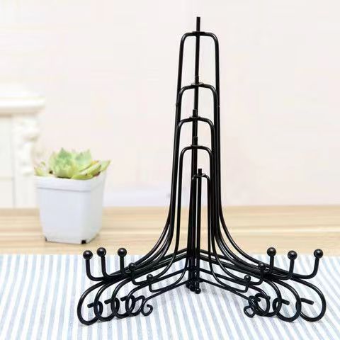 Picture of Black Iron Plate Bracket Tea Cake Bracket Clock Vinyl Record Commemorative Plate Medal Display Bracket Base