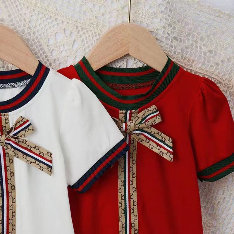 Factory girls' ethnic style dress short sleeve bow multi-color dress children's clothing summer wholesale
