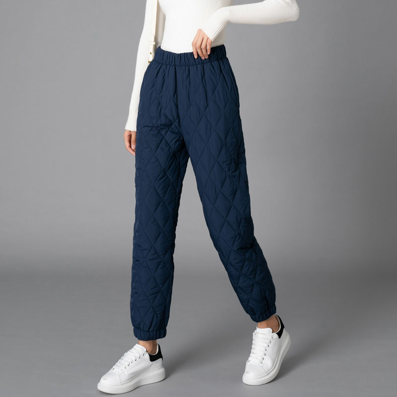 Picture of Wide-Leg Cotton Trousers for Women in Autumn and Winter, Thickeneded Middle-Aged and Elderly Warm Trousers, Slimming Look Large Size Casual Straight Outer Wear down Cotton Trousers