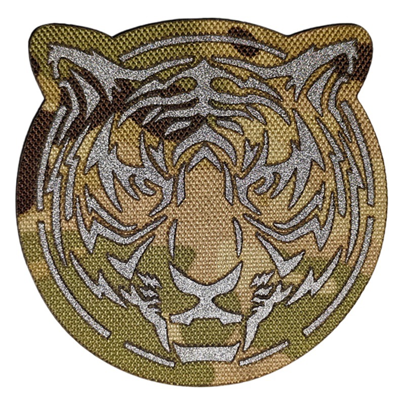 Infrared Reflective Tiger Head King of the Forest Velcro Cute Tiger Badge Reflective IR Nylon Cloth Sticker Tri-color