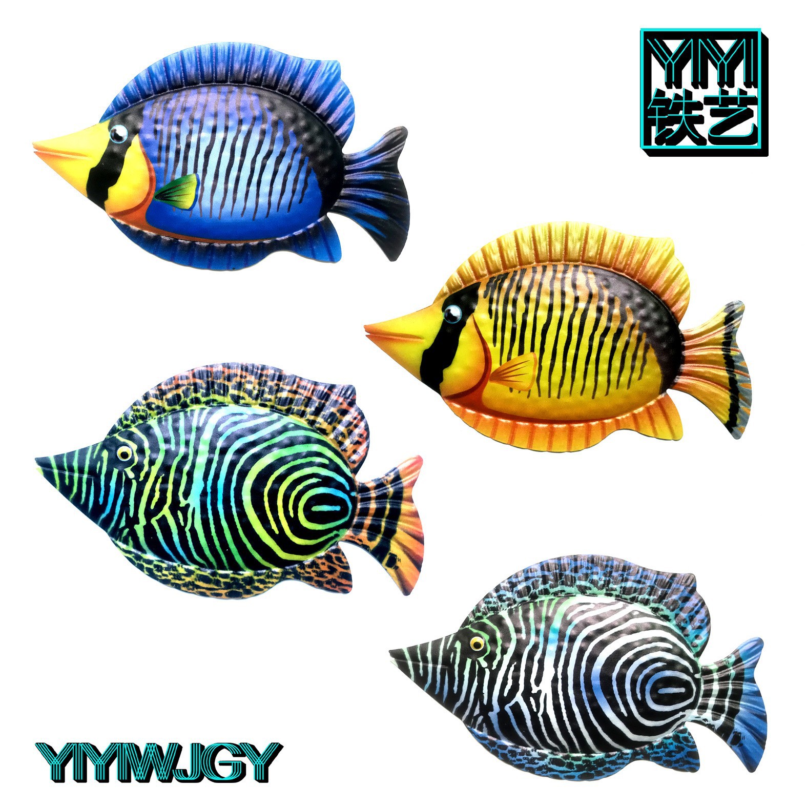 Amazon Hot Sale Garden Decoration Courtyard Creative Wrought Iron Fish Wall Hanging Outdoor Indoor Decoration Pendant Decorations