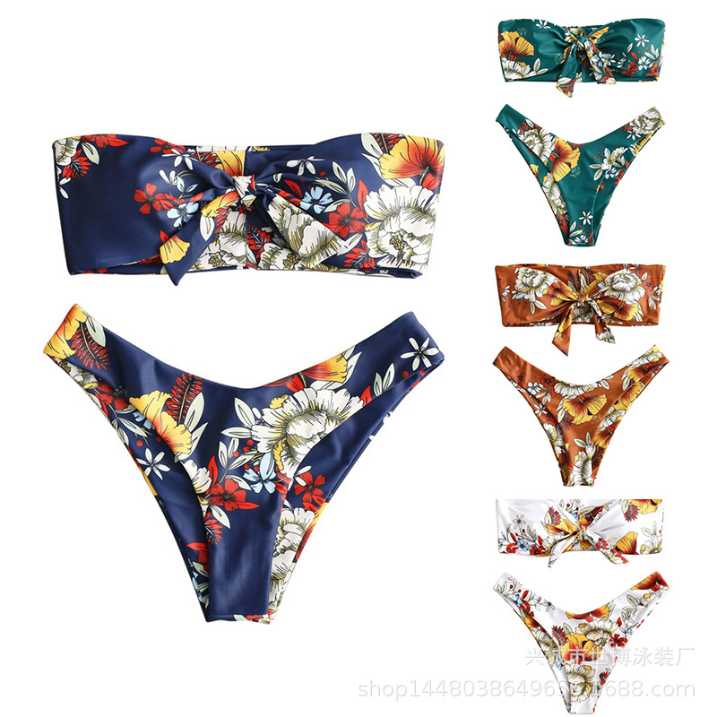 New European and American Sexy Swimwear Amazon Cross-Border Exclusive Printed Bikini Two-Piece Fashion European and American Style