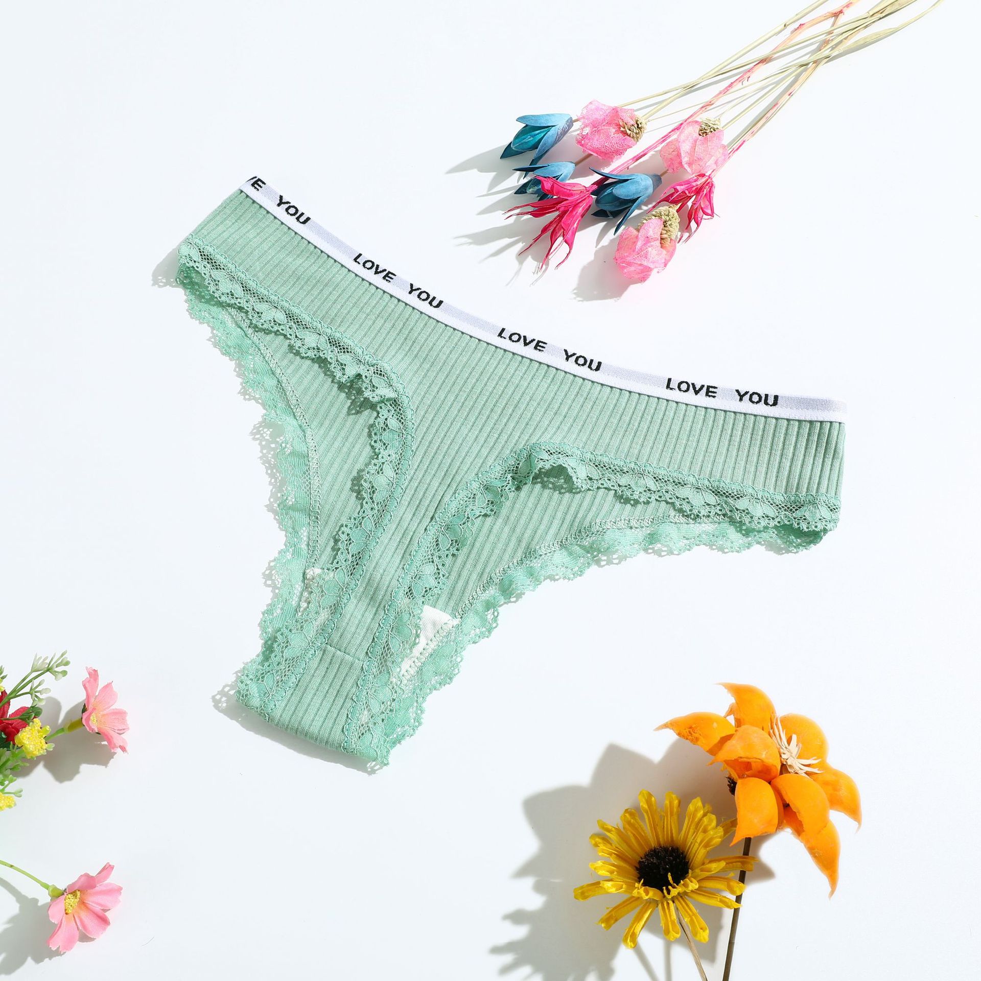 Picture of New ladies cotton thong low waist girls underwear European and American lace women's T-string pants manufacturers wholesale
