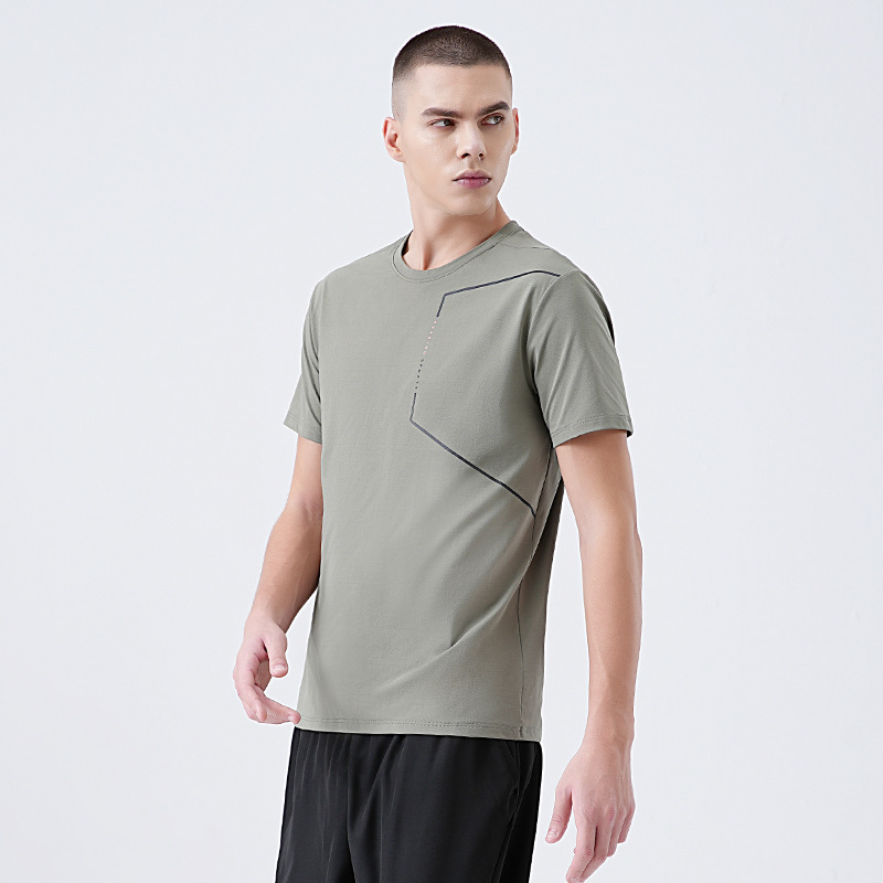 2025 Casual Sports T-Shirt Short-Sleeved Men's Summer New Running Fitness Breathable Quick-Drying Short-Sleeved Commuter Top