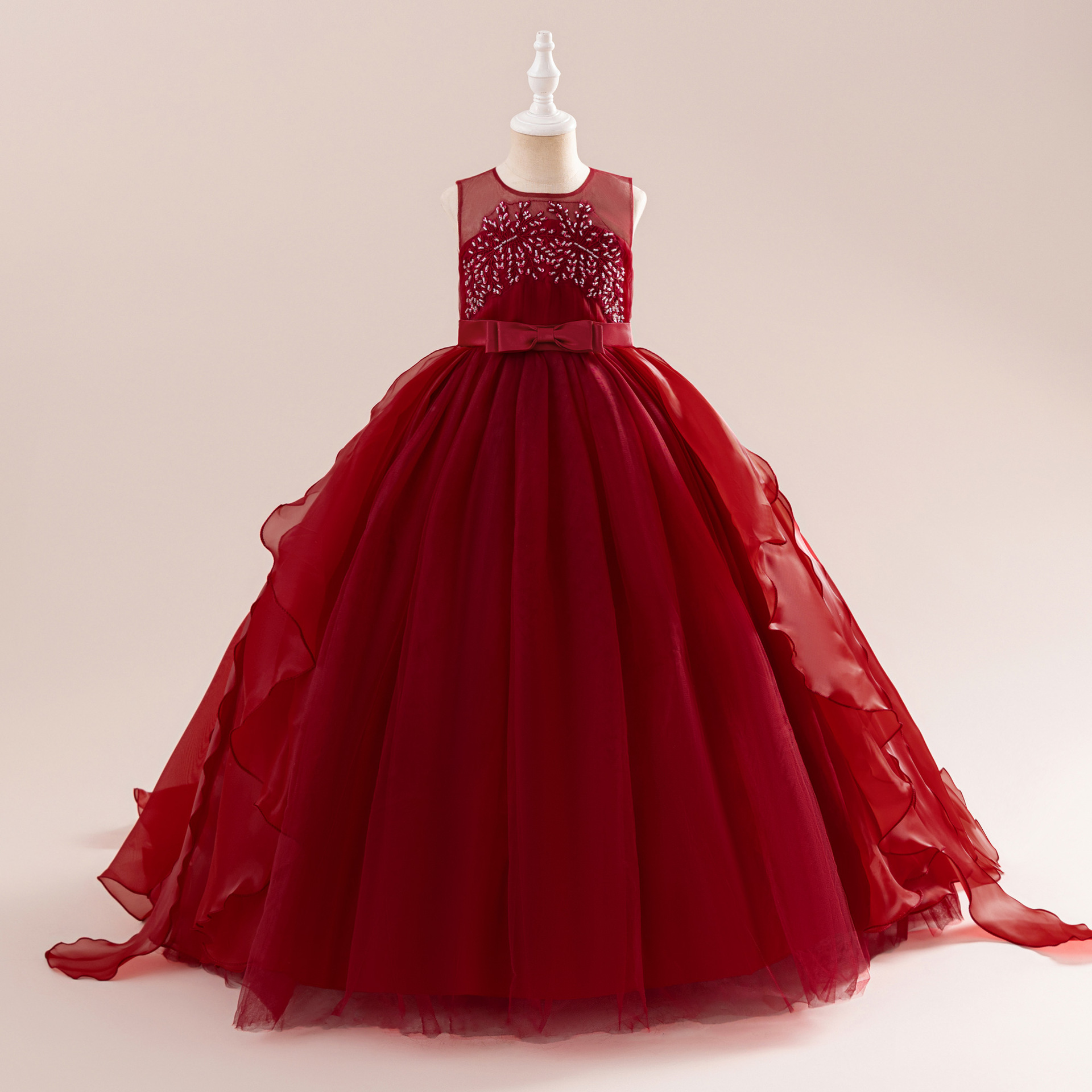 Picture of Cross-border Children's Dress Long Dress Poncho Girl's Princess Wedding Dress Banquet Host Evening Dress Catwalk Performance Dress