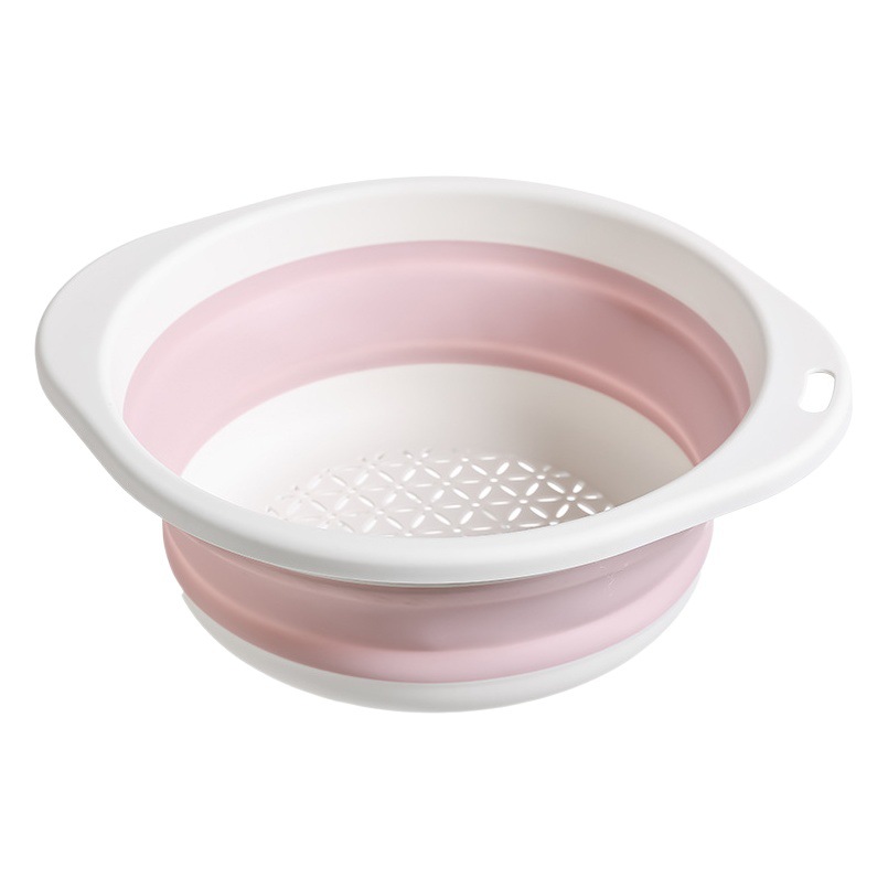 Folding vegetable washing basin drain basket household kitchen thickened plastic basket fruit washing storage basket water filter basket fruit plate
