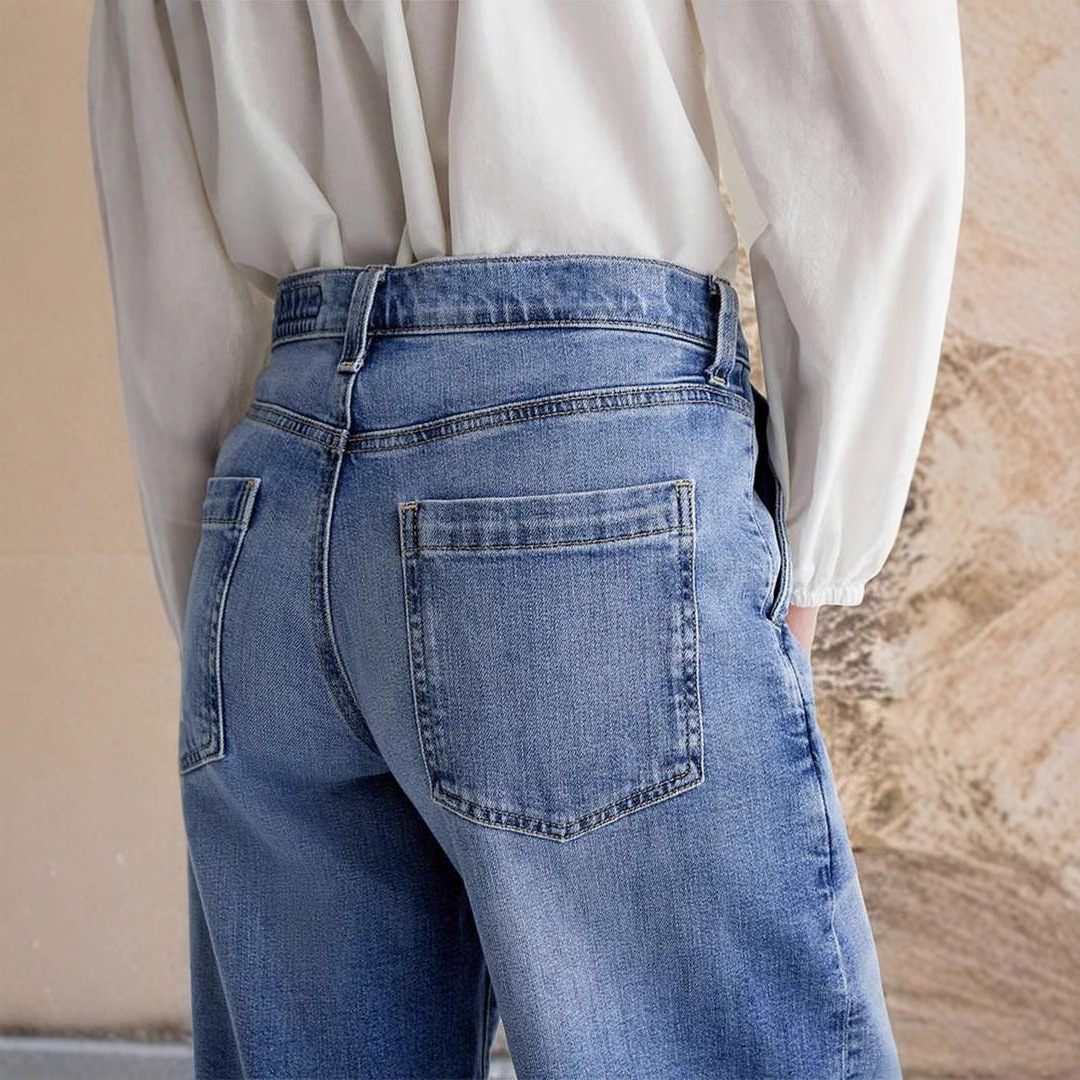 Picture of 2025 Spring New European and American Cross-border Retro Wide-leg Jeans Women's Embroidered Stretch Straight Pants Casual Trousers