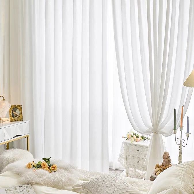 Picture of Curtain Gauze Manufacturer Fabric Wholesale Finished Product Cross-Border Foreign Trade Window Screen Crumpled Seersucker Light-Transmitting and Opaque White Gauze