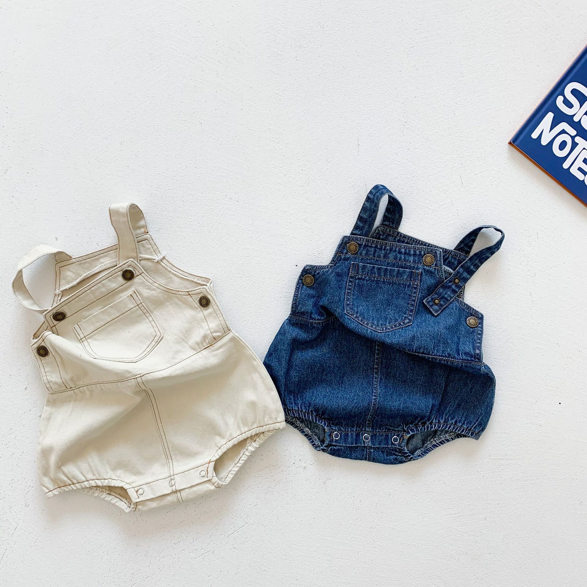 Korean-style Spring and Summer Baby Denim Wrap Fart Clothes Year-old Boys and Girls Baby Hare Clothes Children's Cotton jumpsuit Climbing Clothes