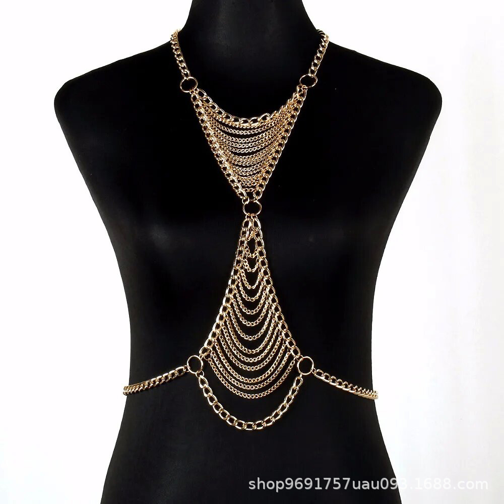 European and American Beach Bikini Body Chain Chest Chain Waist Chain Sexy Body Chain Amazon Best-Selling Metal Chain