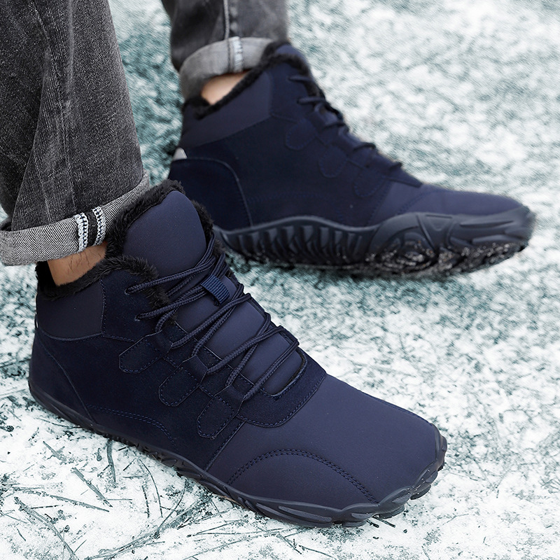 Picture of Foreign Trade Wide-Toe Long Plush Warm High-Top Cotton Shoes for Men, Outdoor Waterproof, Non-Slip, Wear-Resistant, Thickened Couple's Snow Boots for Hiking
