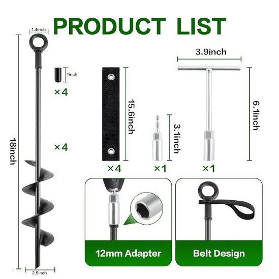 Ground Anchor Fixed Tent Outdoor Camping Road Construction Fixed Screw Bolt Dog Easy to Assemble Removable Ground Anchor