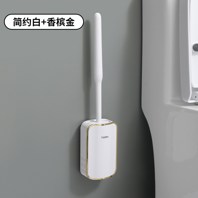 Picture of Silicone Toilet Brush Household No Dead Corner Toilet Brush No Punching Wall-Mounted Bathroom Squat Toilet Cleaning Brush