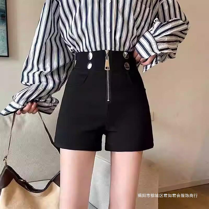 plus size Summer 2024 New Korean Style Elastic A- line Wide Leg Shorts Women's High Waist Slim-fit Slimming Hot Pants Trendy Spice Girls