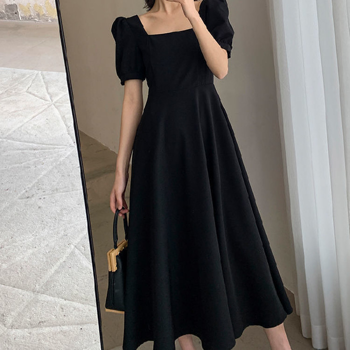 Picture of Dress 2025 Summer New Style Ins Tea Break Dress Elegant Off-Shoulder Knee-Length Hepburn Style Plus Size Little Black Dress