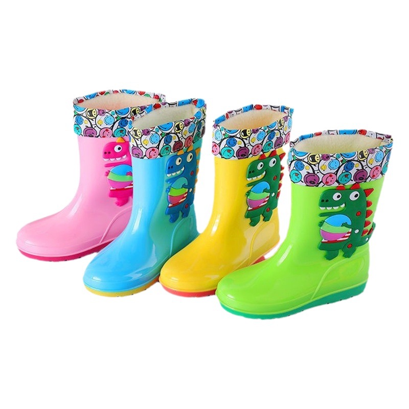 Children's rain boots rain boots boys and girls cartoon non-slip medium and big children's water shoes overshoes cute baby waterproof rubber shoes summer