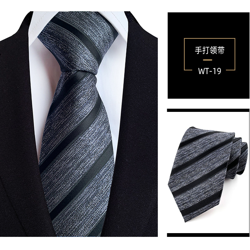 Picture of 8cm hand tie polyester yarn-dyed men's formal wear striped professional business suit accessories manufacturers in stock wholesale