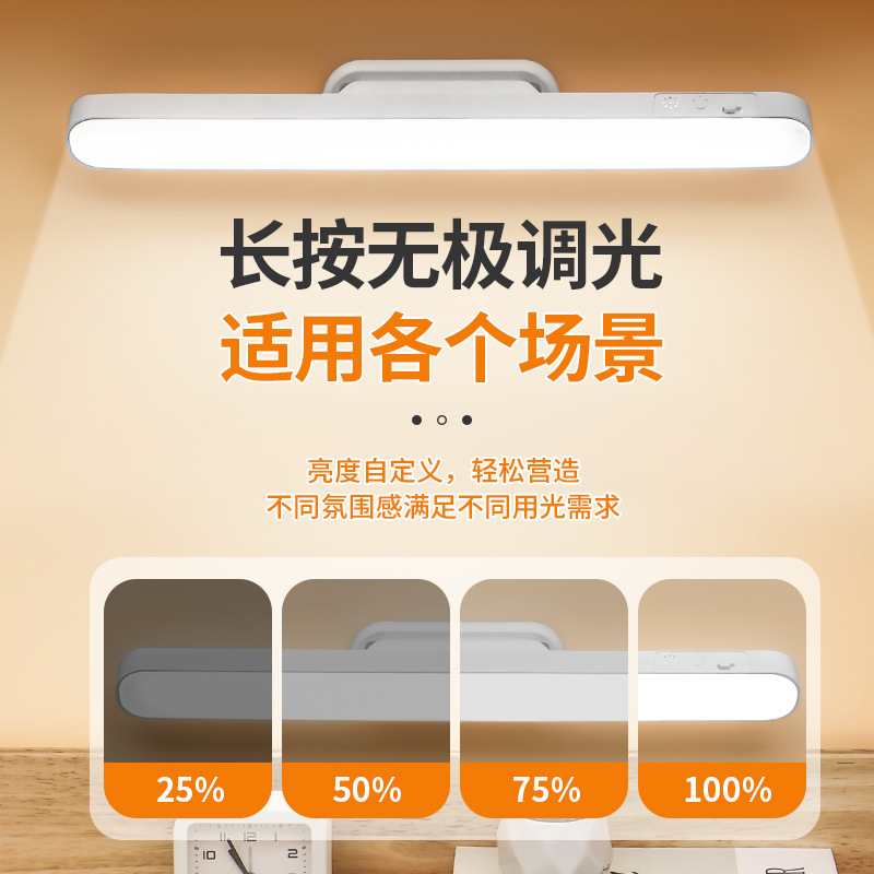 Led Desk Lamp Student Desk Lamp Dormitory Eye Protection Study Lamp Rechargeable Bedroom Lamp Plug-In Dual-Use Magnetic Suction Cool Lamp