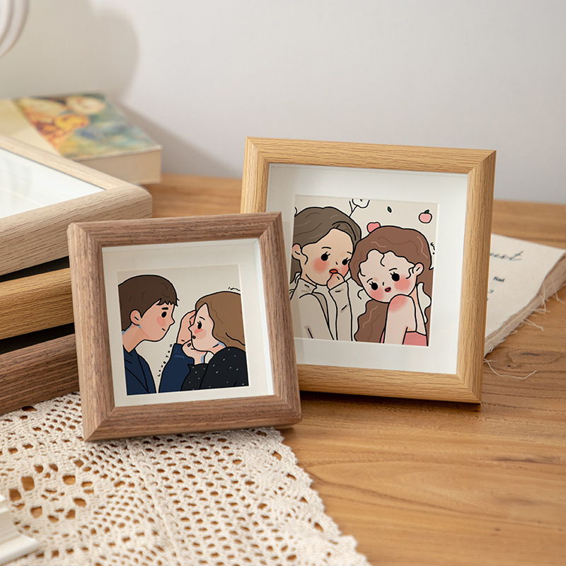 Mini Small Photo Frame Oil Painting Frame Table Simple Brush Painting Frame Stereo Hollow Home Bedroom Office Desktop Decoration Ornaments