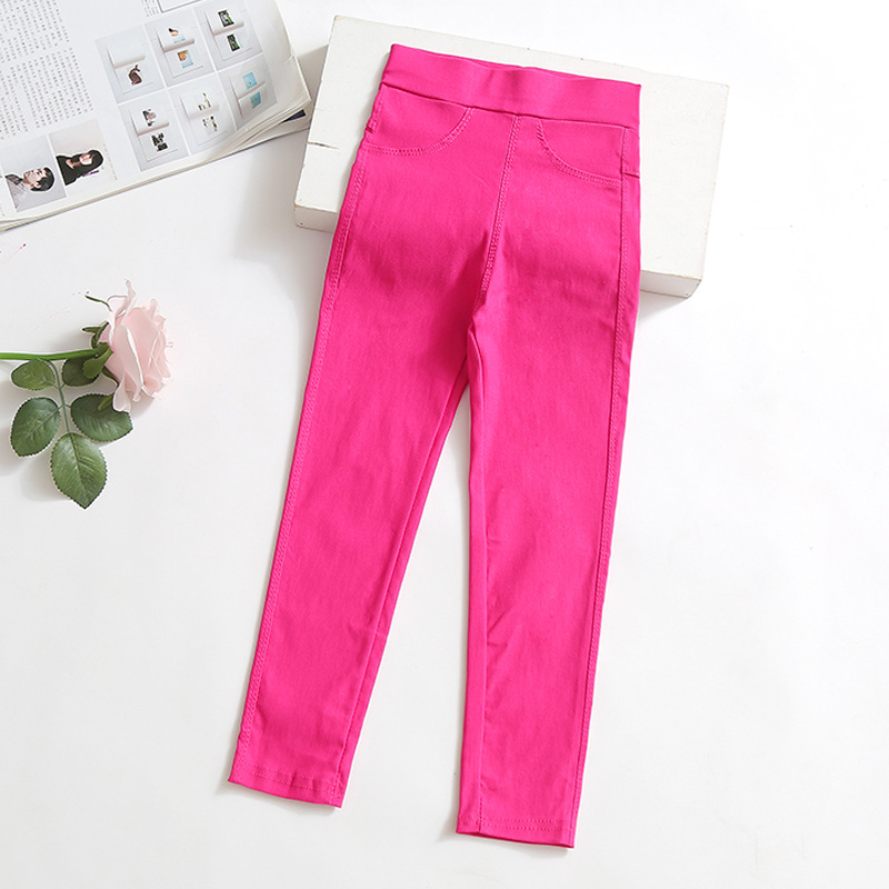 Picture of Girls' Pencil Pants Spring and Summer Thin Candy Color Children's Outer Wear Leggings Big Children's Tight Black Leggings