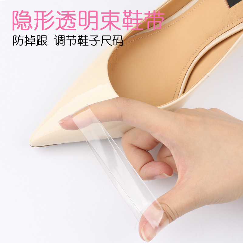 Picture of Invisible Shoelaces to Prevent Heel Falling Off, Small Gifts, Transparent High-Heeled Leather Shoes, Triangular Drawstrings, High-Heeled Shoelaces