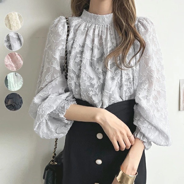 Picture of New Good Fabric 2024 Autumn Japanese Korean Beach Shirt Chiffon Shirt Lace Top Sun-protective Shirt Air-conditioning Shirt