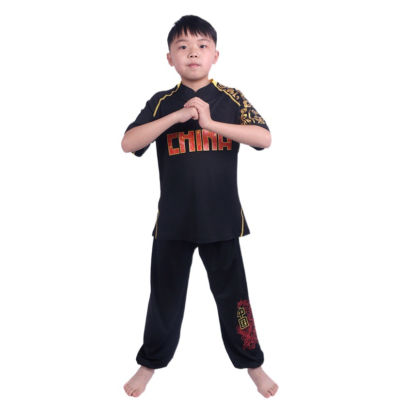 Picture of New Autumn and Winter Long Short-sleeved Crewneck High-elastic Sweat-wicking Chinese Red Martial Arts Suit Training and Competition Suit Logo Printing and Embroidery