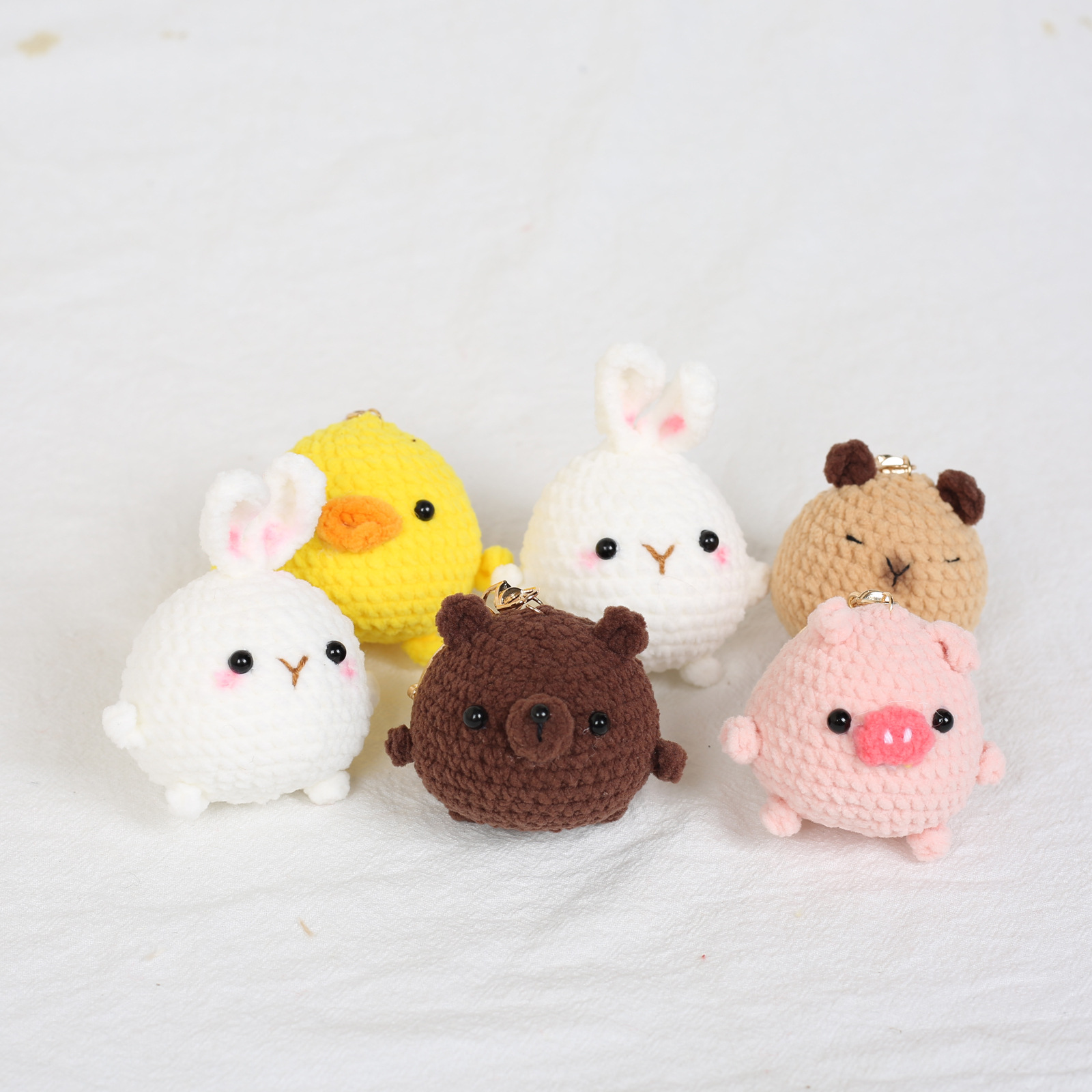 Handmade Crochet Wool Doll Pendant Rabbit Cross-border Wool Knitted Keychain Cabibala Yellow Duck Hanging Decoration