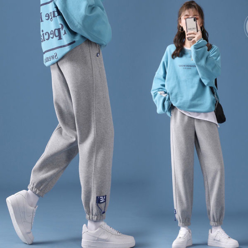 Pregnant Women's Pants 2024 Autumn and Winter fleece-lined Outer Wear Pants Women's Loose plus size Belly-supporting Pants Casual Sports Pants for Women