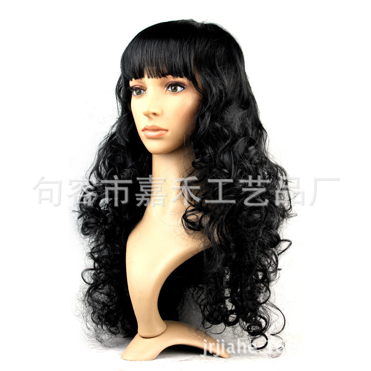 Picture of Cross-Border E-Commerce Halloween Christmas Masquerade Costume Catwalk Colorful Big Wave Wig Set Cosplay