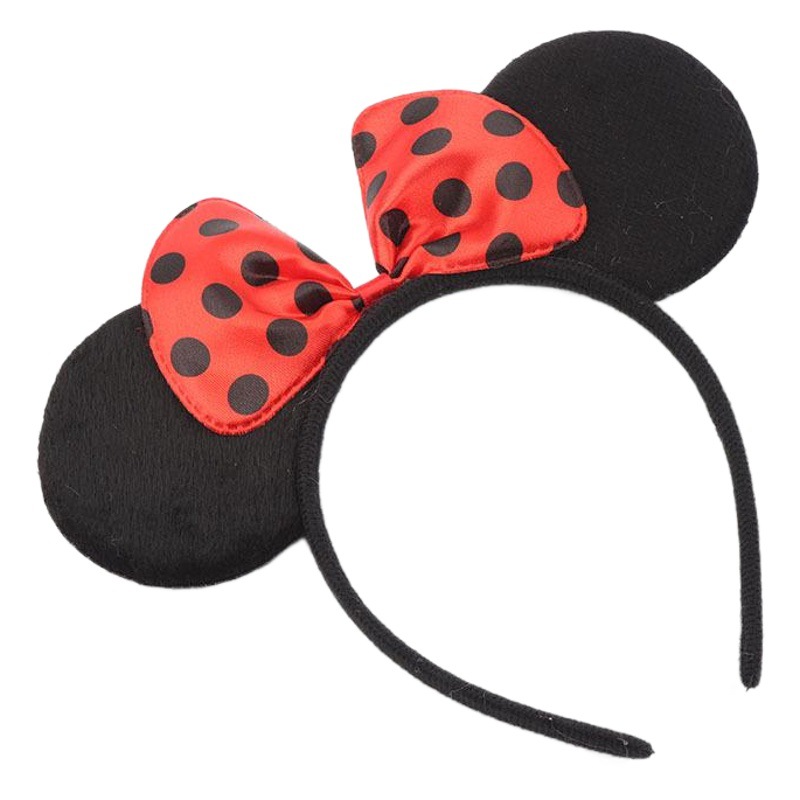Factory Sales Mickey Hair Band Hair Accessories Black Ears Mickey Mouse Headband June 1 Children's Day Minnie Bow Headwear