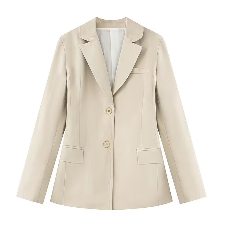Picture of Zr Cross-Border 2025 Spring New Amazon European and American Fashion Casual Pure Color Single-Breasted Waist Suit Jacket