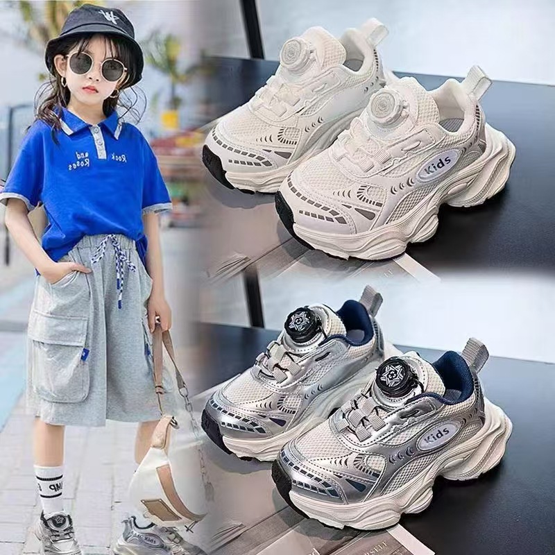 2025 Spring and Summer New Arrival Swivel Buckle Children's Shoes Boys' Breathable Mesh sneaker Girls' Torre Shoes Children's Running Shoes