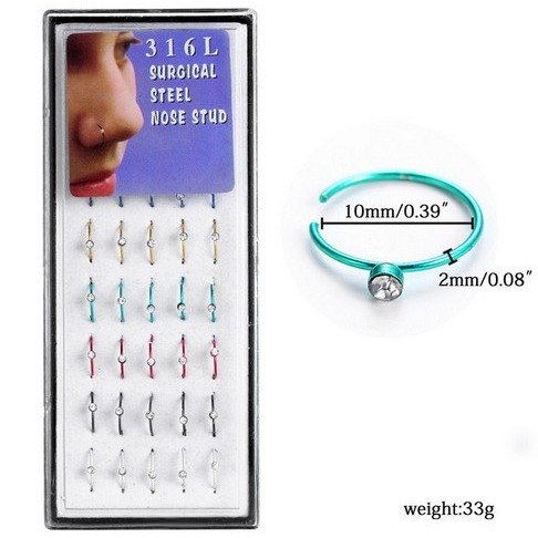 40 boxed diamond nose ring nose nail nose buckle stainless steel nose ring human body puncture hot selling spot a hair