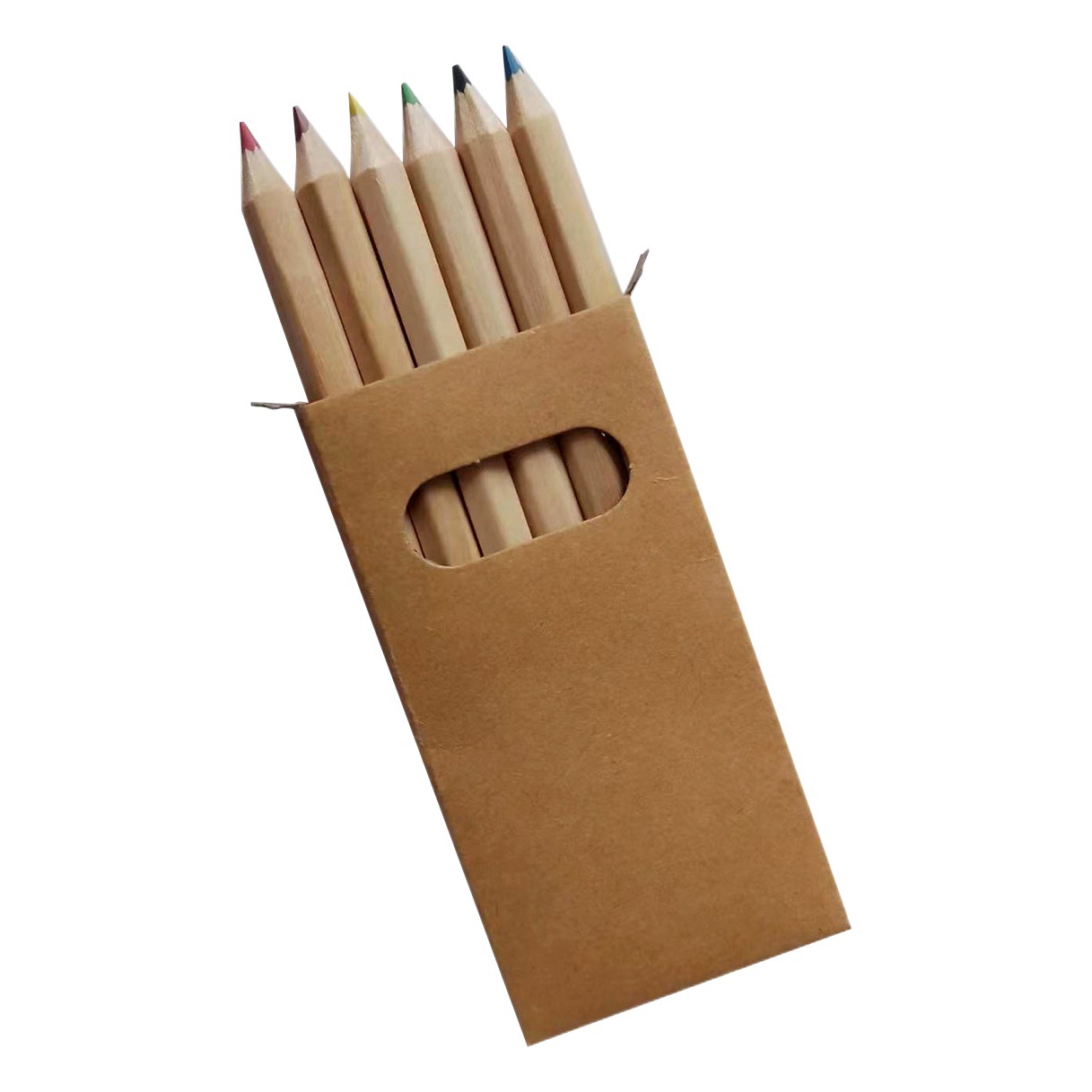 Picture of Wholesale Log Paper Box with 6-Colorful Short Mini Colorfuled Lead Kraft Paper Box with Colorfuled Pencils