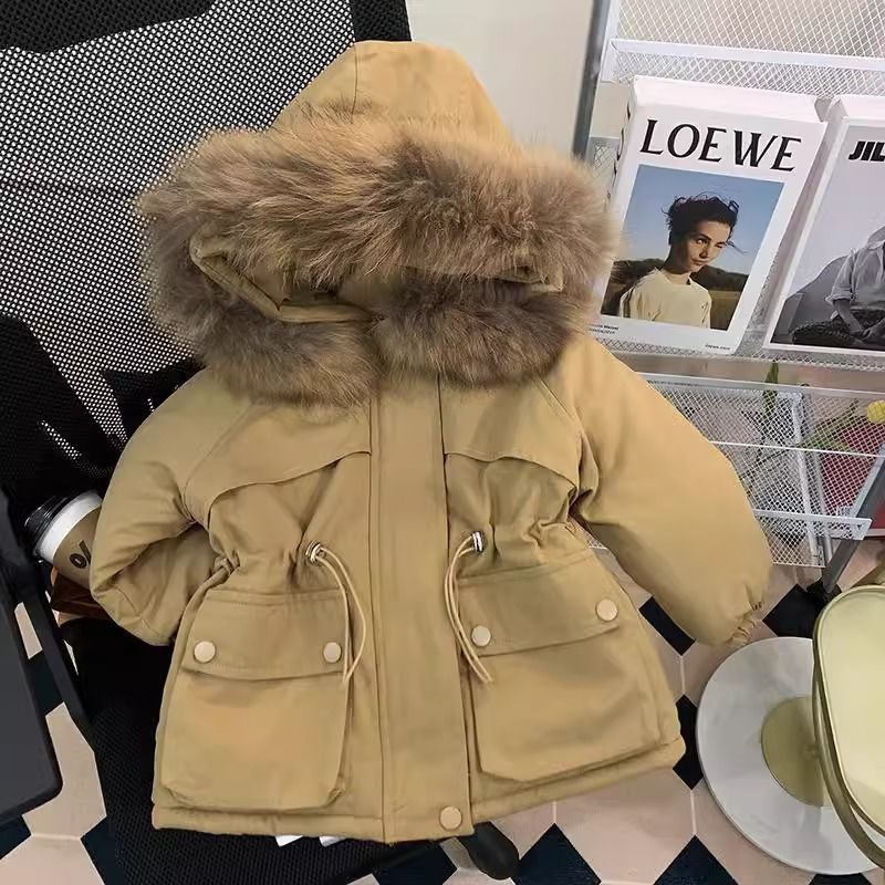 Picture of Girls' 2024 New Cotton-padded Coat Winter Clothes Children's Korean-style Mid-length Cotton-padded Coat Baby's fleece-lined Thickened Jacket Parker Clothes