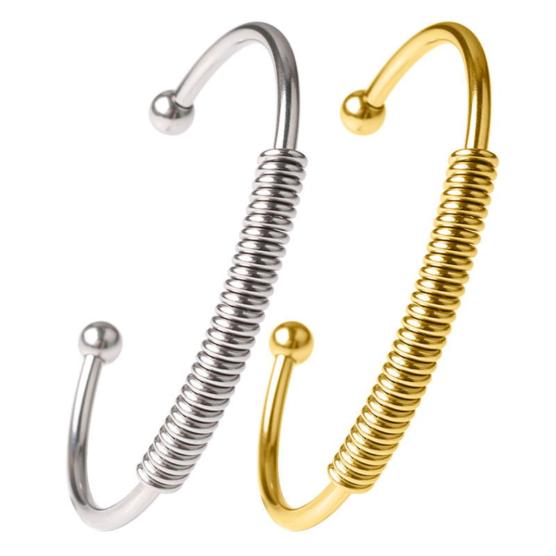 European and American fashion stainless steel spring bracelet women's bracelet jewelry texture simple wear silver elastic bracelet wholesale