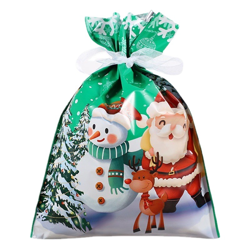 Christmas Gift Bag Cross-Border Amazon Spot Christmas Gift Drawstring Packaging Bag Christmas Tree Decoration Candy Bag