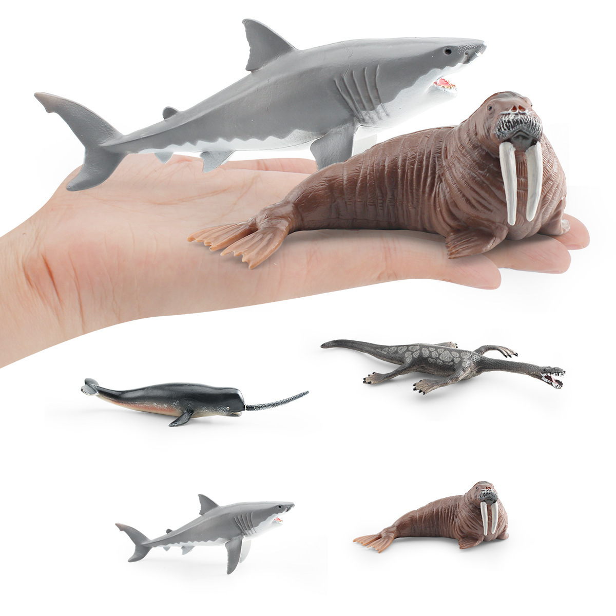 Picture of Cross-border simulation marine animal model Magic Dragon big white shark walrus sharp nose whale submarine biological decoration toy