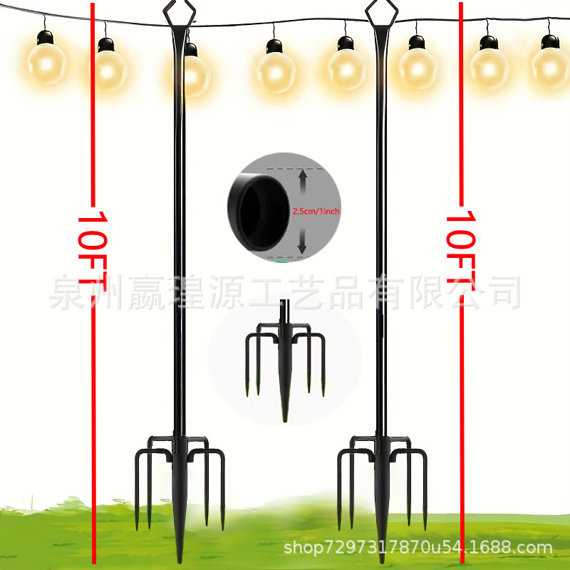 Foreign Trade Amazon Hot Selling Shepherd Hook Outdoor Lamp Pole Light String Atmosphere Light Support Rod Holiday Light String Bracket Courtyard