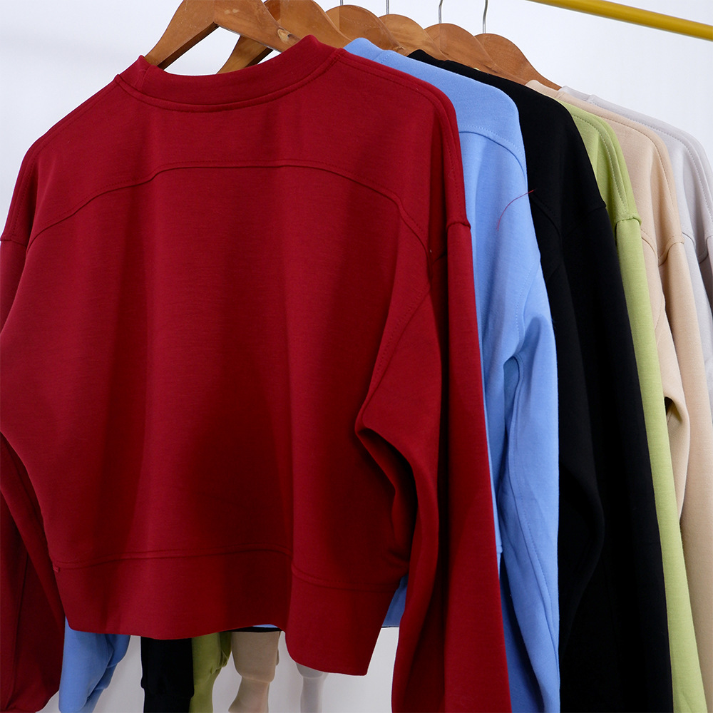 New Yoga Clothes for Women, Short Round Neck, Drapey Sports Casual Sweatshirts, High Elasticity, Loose Sports Yoga Fitness Long Sleeves
