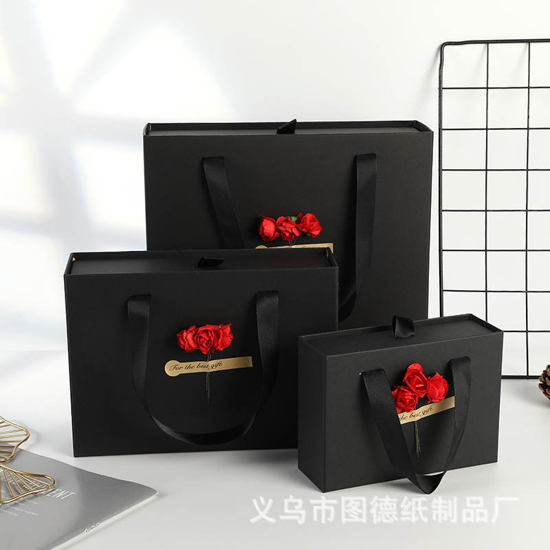 In stock Black gift box rectangular drawer box jewelry packing box Cola box birthday gift packing box empty box