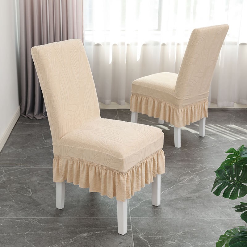 Picture of Four Seasons Universal Household Dining Table Chair Cover Chair Cover Light Luxury Hotel Restaurant Jacquard Skirt Elastic Chair Cover Simple