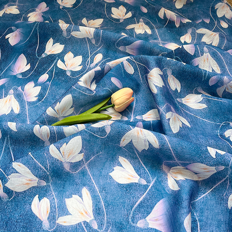 Crocus Tencel Jacquard Digital Printed Fabric New Chinoiserie Chinese Style Han Dynasty Cheongsam Dress Handmade Fabric