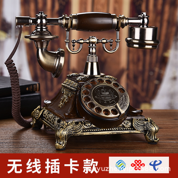 European-style retro telephone landline home antique telephone creative old-fashioned turntable telephone wireless card