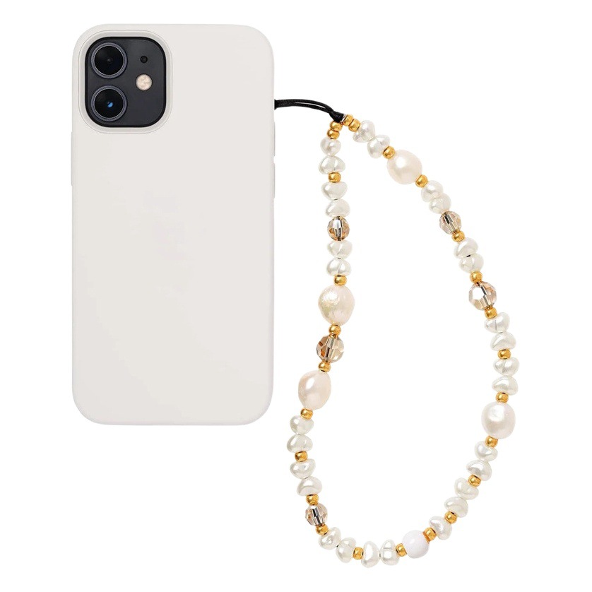 KKBEAD Japanese-Korean Style Simple All-match Alien Pearl Mobile Phone Lanyard All-match Crystal Beaded Girl Mobile Phone Chain