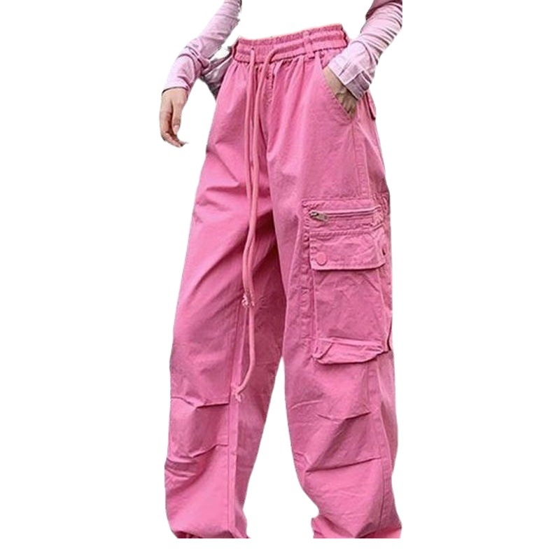 American dopamine color overalls women's 2023 spring and autumn new sweet cool style hot girl loose high waist wide leg pants