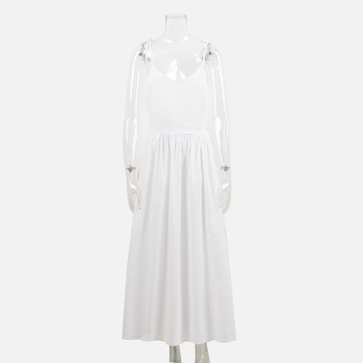 Picture of Cross-border Pure Cotton V-neck Slip Skirt Women's European and American 2025 Spring New Elegant Elegant Sexy Strap Backless dress